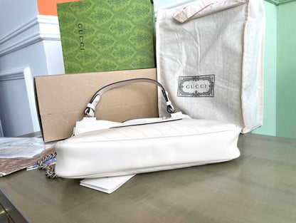 GUCCI BLONDIE TOTE BAG 30 IN WHITE CALFSKIN SIVLER HARDWARE