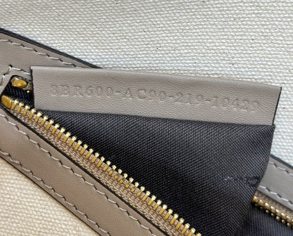 FENDI BAGUETTE CANVAS 27 BAG GREY STRAP WITH MULTICOLOUR EMBROIDERY GOLD HARDWARE