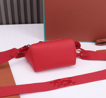 LORO PIANA NANO SMILE BAG 18 IN CRIMSON RED CALFSKIN