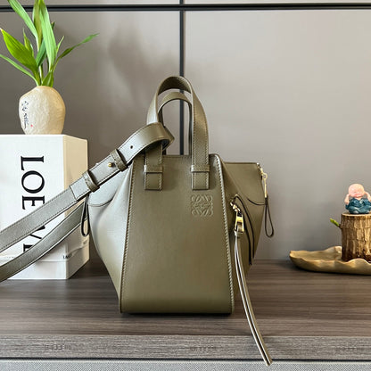 LOEWE LOE 20 HAMMOCK COMPACT BAG IN ARMY GREEN CALFSKIN