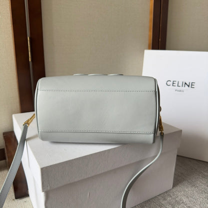 CELINE EMBOSSED  TOP HANDLE BAG 20 IN GREY CALFSKIN