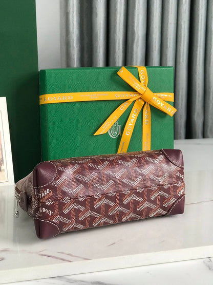 GOYARD VENDÔME COSMETIC POUCH 17 IN WINE RED GOYARDINE CANVAS AND CALFSKIN TRIM