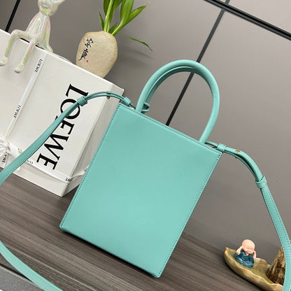 LOEWE STANDARD A5 TOTE BAG IN AQUAMARINE BLUE CALFSKIN