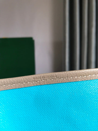 GOYARD SAINT LOUIS PM 34 IN GREY MIX BLUE GOYARDINE CANVAS AND CALFSKIN