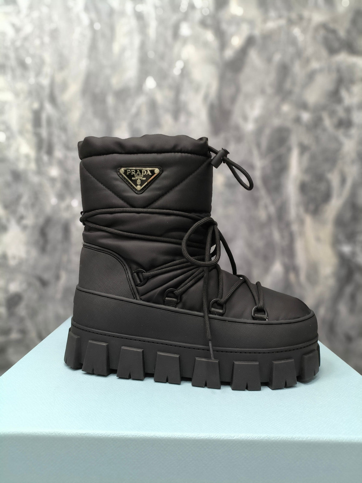 PRADA RE-NYLON GABARDINE APRÈS SKI BOOTIES BLACK