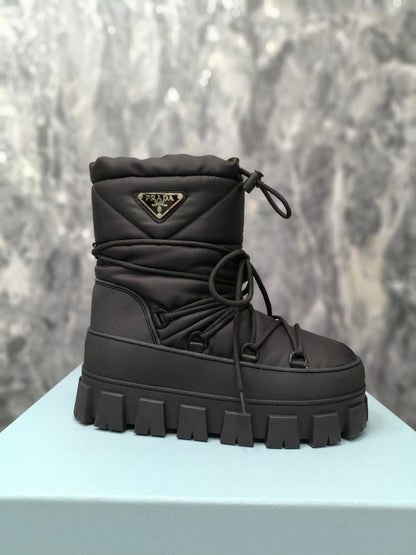 PRADA RE-NYLON GABARDINE APRÈS SKI BOOTIES BLACK