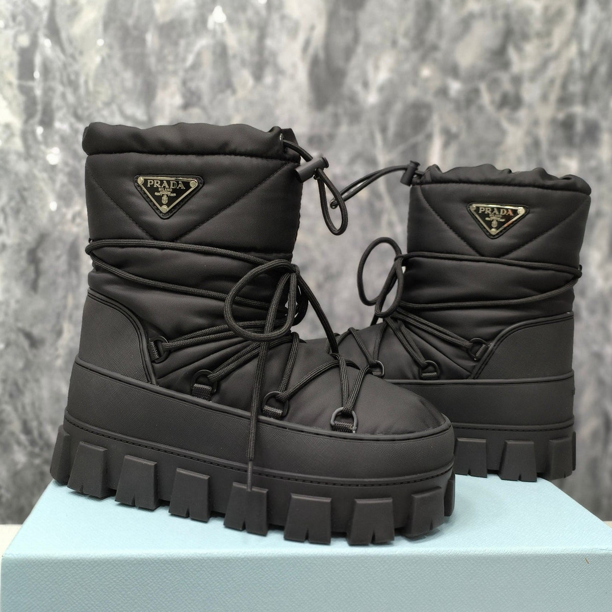 PRADA RE-NYLON GABARDINE APRÈS SKI BOOTIES BLACK