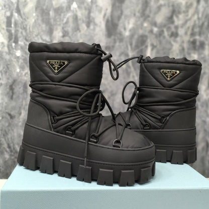 PRADA RE-NYLON GABARDINE APRÈS SKI BOOTIES BLACK