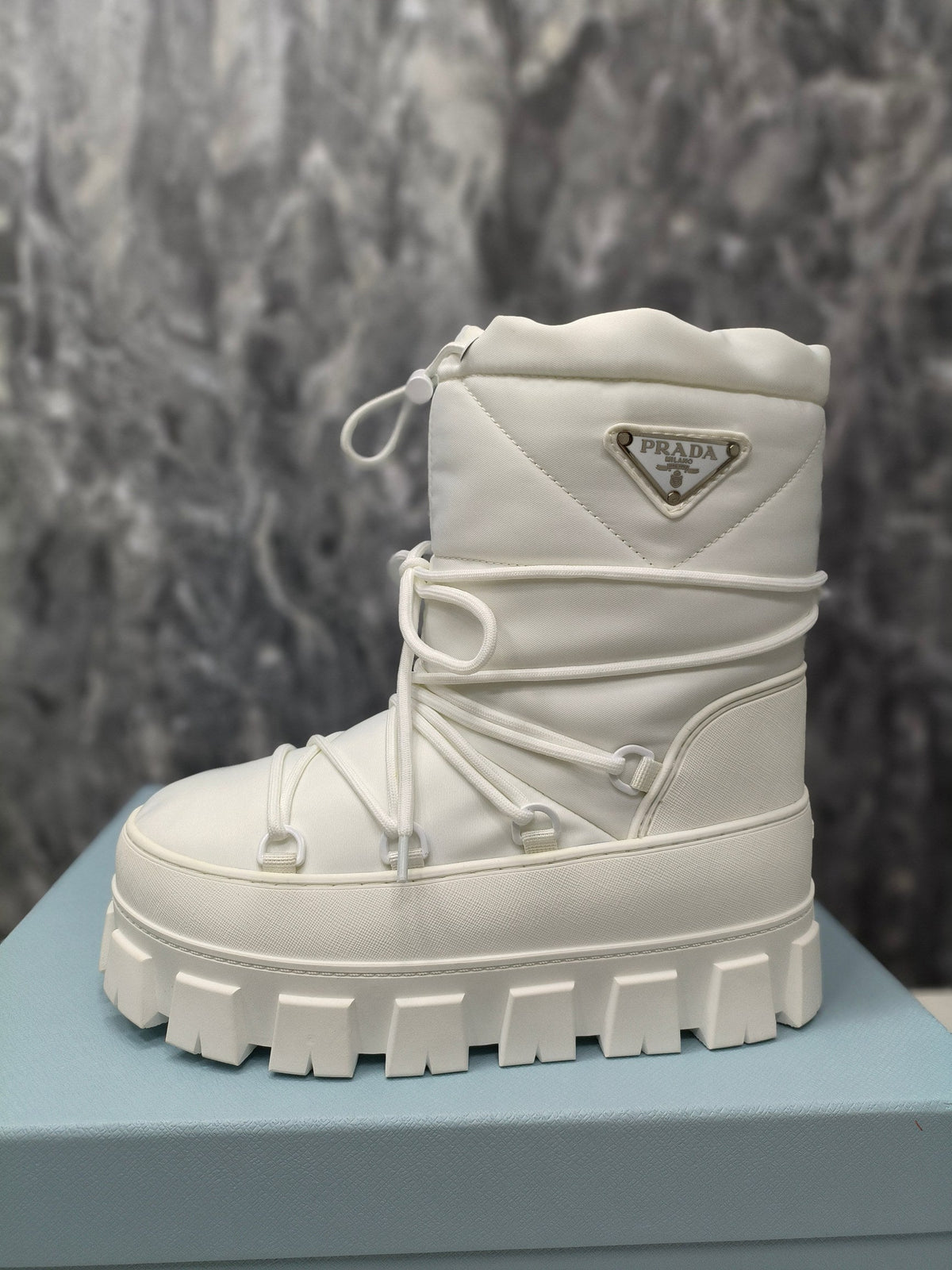 PRADA RE-NYLON GABARDINE APRÈS SKI BOOTIES WHITE