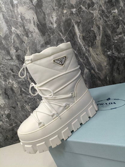 PRADA RE-NYLON GABARDINE APRÈS SKI BOOTIES WHITE