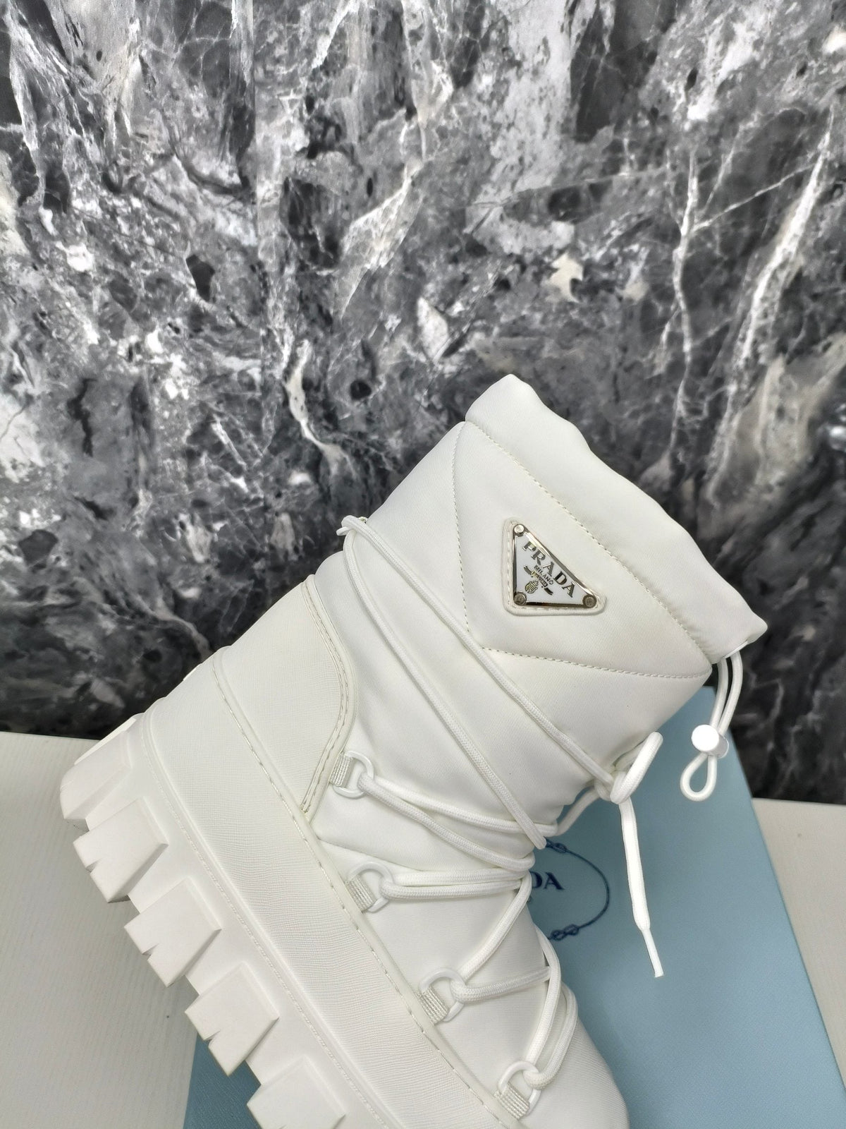 PRADA RE-NYLON GABARDINE APRÈS SKI BOOTIES WHITE