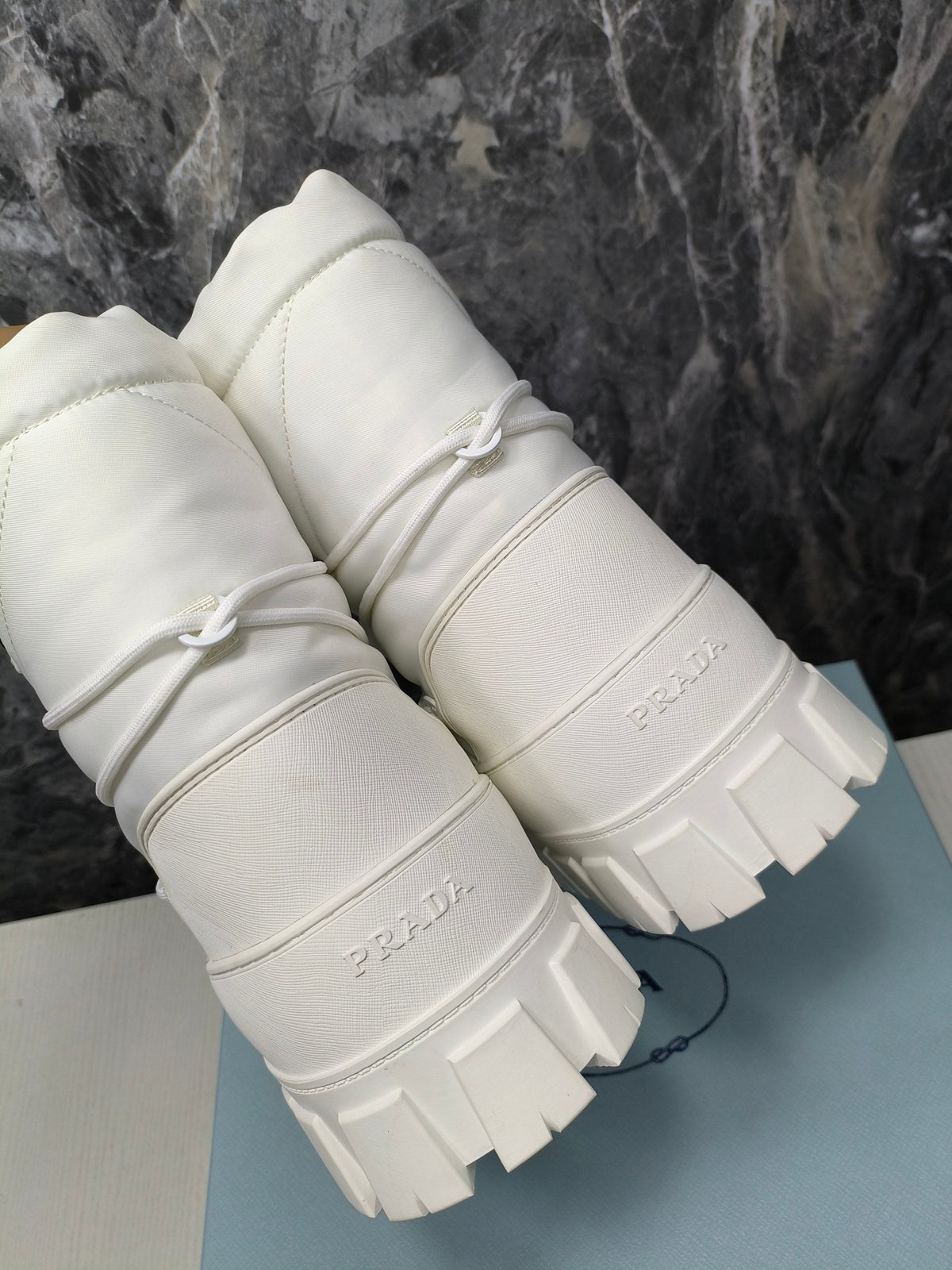 PRADA RE-NYLON GABARDINE APRÈS SKI BOOTIES WHITE