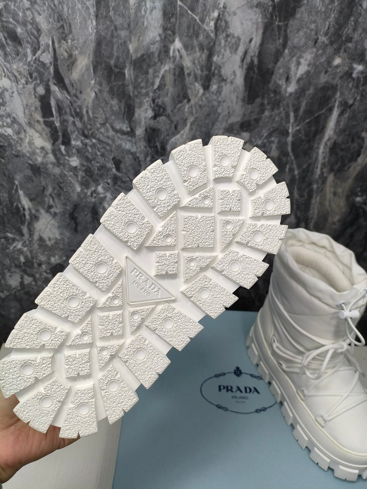 PRADA RE-NYLON GABARDINE APRÈS SKI BOOTIES WHITE