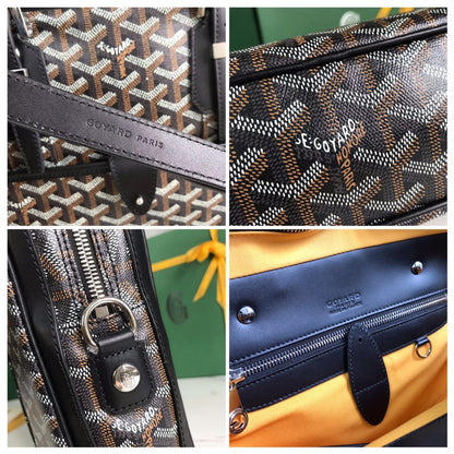 GOYARD AMBASSADE DOCUMENT CASE 35 IN BLACK GOYARDINE CANVAS