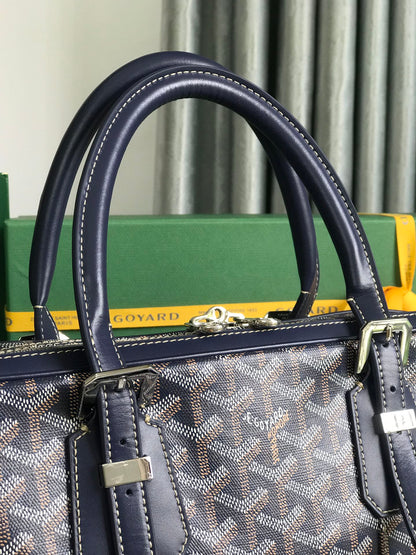 GOYARD AMBASSADE DOCUMENT CASE 35 IN NAVY BLUE GOYARDINE CANVAS