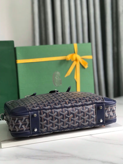 GOYARD AMBASSADE DOCUMENT CASE 35 IN NAVY BLUE GOYARDINE CANVAS