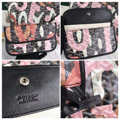 GOYARD SAINT LOUIS GM BAG 40 IN PINK LETTRES CAMOUFLAGE GOYARDINE CANVAS