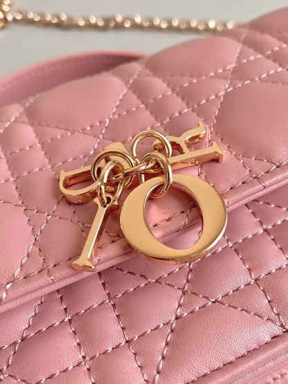 DIOR LADY 21 CHAIN BAG IN HOT PINK LAMBSKIN