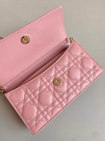 DIOR LADY 21 CHAIN BAG IN HOT PINK LAMBSKIN