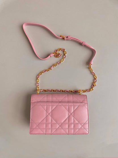 DIOR MISS CARO 17 CHAIN BAG IN HOT PINK LAMBSKIN
