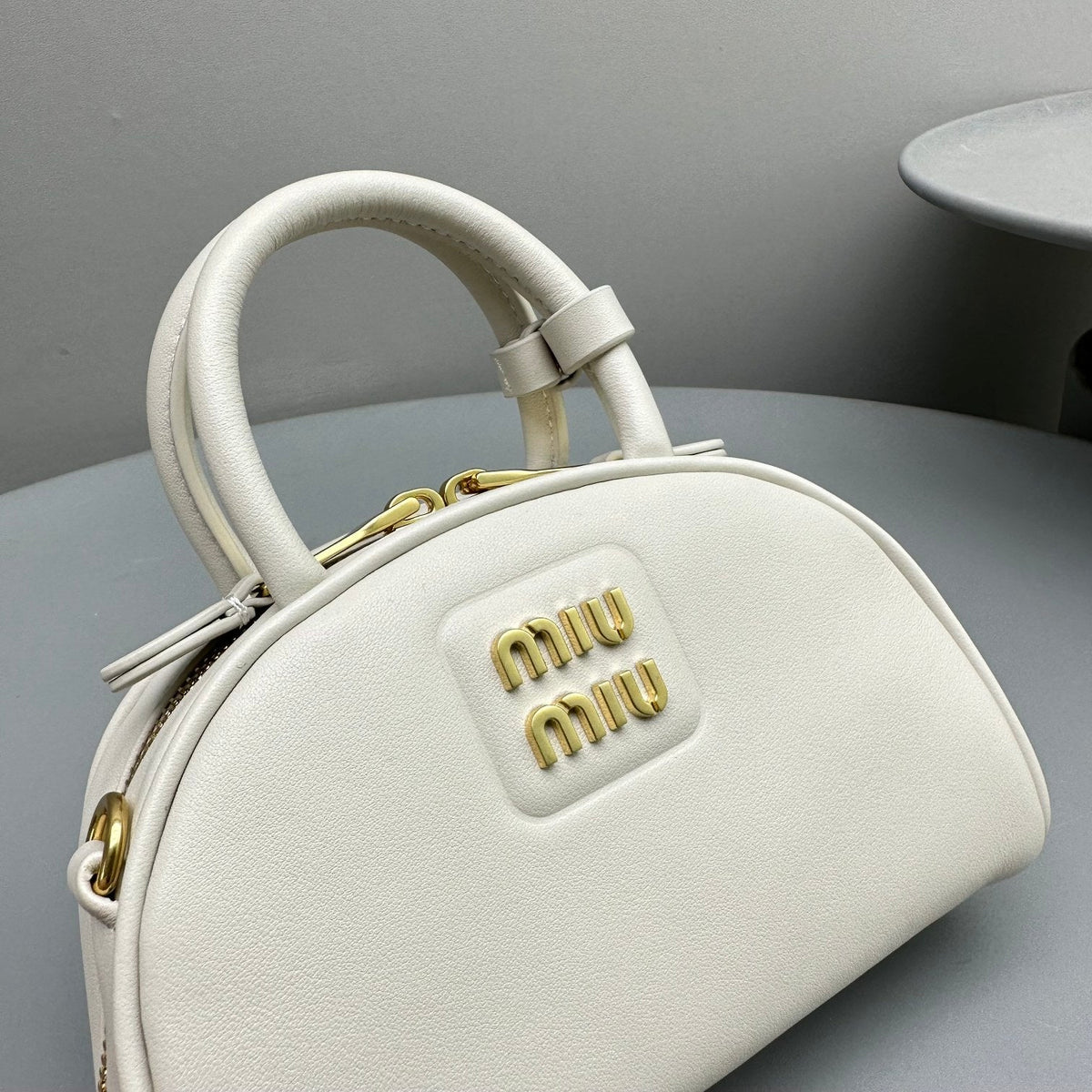 MIU MIU TOP-HANDLE 18 BAG IN WHITE CALFSKIN