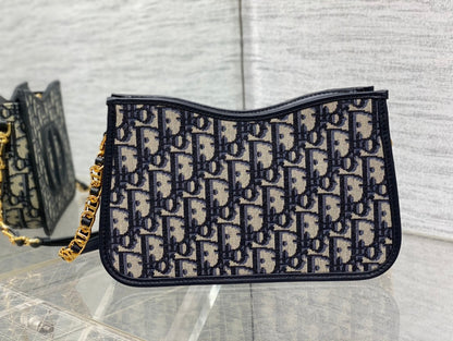 DIOR HOBO SIGNATURE 23  BAG IN BLACK BEIGE PATTERN LAMBSKIN
