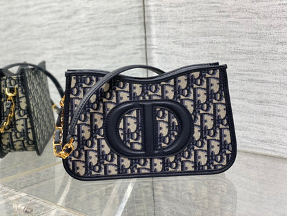 DIOR HOBO SIGNATURE 23  BAG IN BLACK BEIGE PATTERN LAMBSKIN