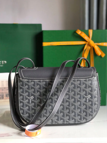 GOYARD 233 BAG 25 IN GRAY CALFKIN AND GOYARDINE CANVAS