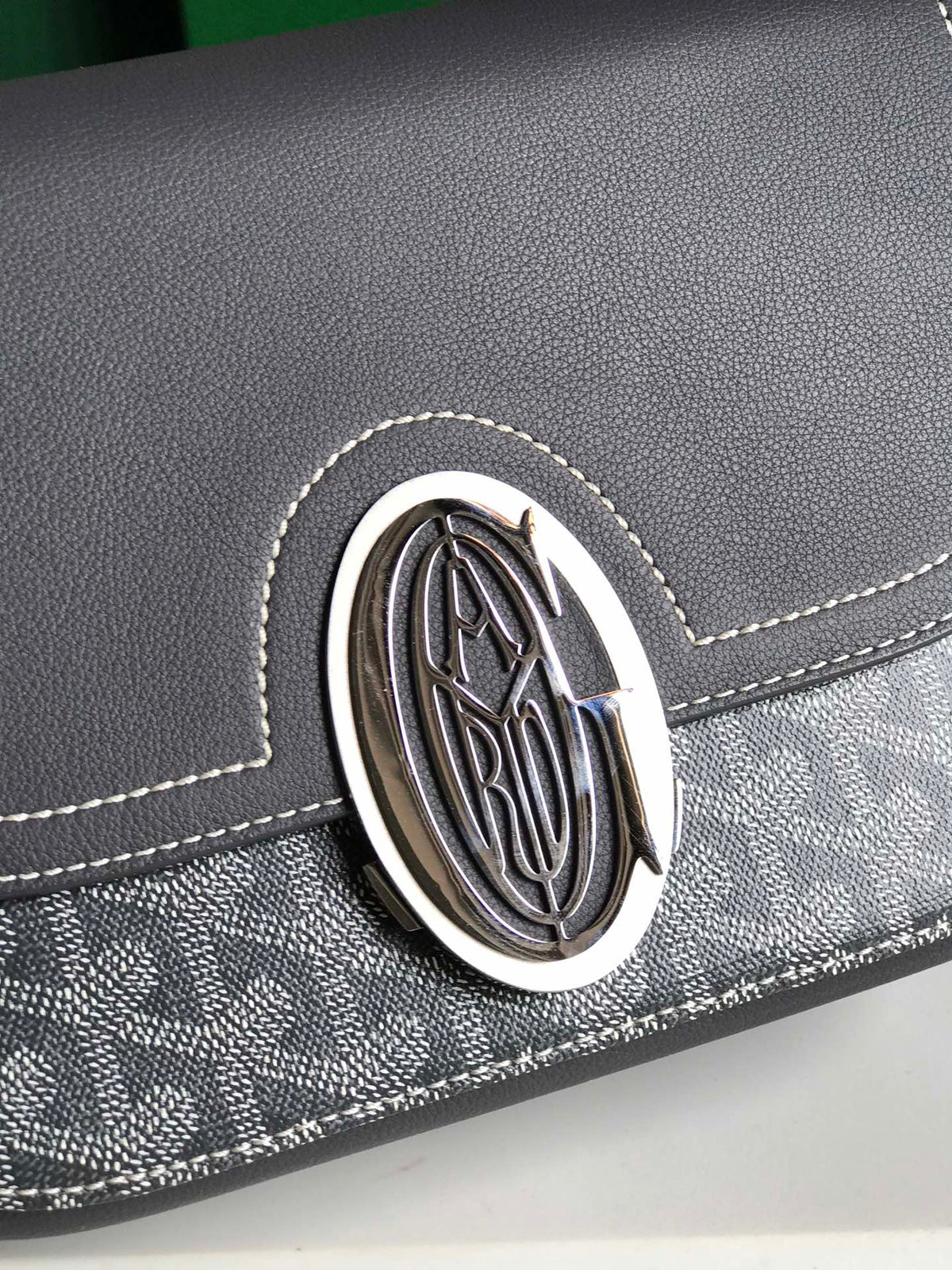 GOYARD 233 BAG 25 IN GRAY CALFKIN AND GOYARDINE CANVAS