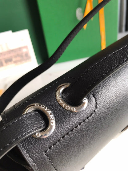 GOYARD 233 BAG 25 IN BLACK CALFKIN AND GOYARDINE CANVAS
