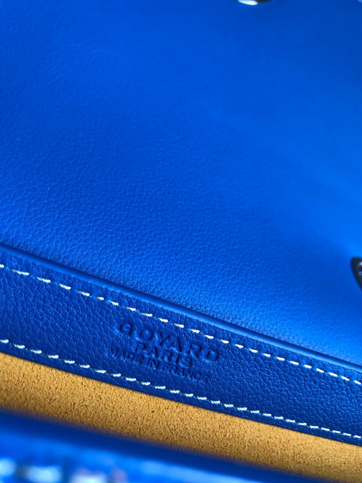 GOYARD 233 BAG 25 IN SAPPHIRE BLUE CALFKIN AND GOYARDINE CANVAS