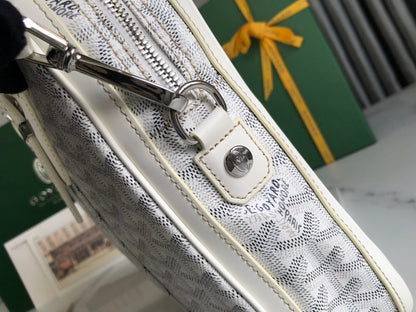 GOYARD AMBASSADE DOCUMENT CASE 35 IN WHITE GOYARDINE CANVAS
