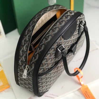 GOYARD SAINT JEANNE BAG 35 IN BLACK GOYARDINE CANVAS AND CALFSKIN