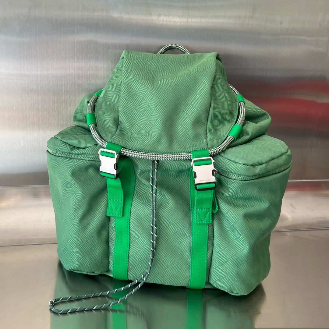 BOTTEGA VENETA ALTO 42 BACKPACK IN COOL GREEN JACQUARD FABRIC