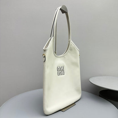 MIU MIU HOBO 40 TOTE IN WHITE CALFSKIN