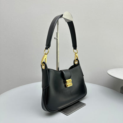 MIU MIU HOBO 28 CITY SHOUDER BAG IN BLACK CALFSKIN