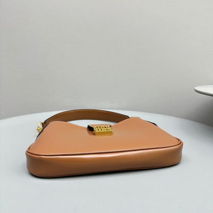MIU MIU HOBO 28 CITY SHOUDER BAG IN CINNAMON BROWN CALFSKIN