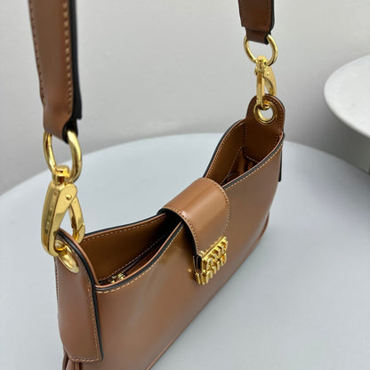 MIU MIU HOBO 28 CITY SHOUDER BAG IN CINNAMON BROWN CALFSKIN