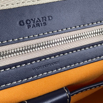 GOYARD SAINT JEANNE BAG 35 IN OXFORD BLUE GOYARDINE CANVAS AND CALFSKIN