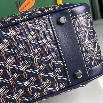 GOYARD SAINT JEANNE BAG 35 IN OXFORD BLUE GOYARDINE CANVAS AND CALFSKIN