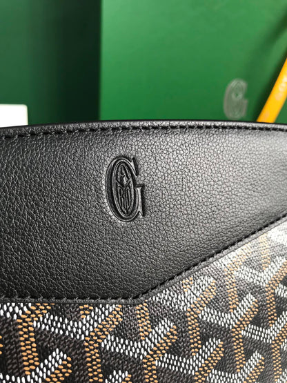 GOYARD ROUETTE STRUCTURÉ MINI BAG 21 IN BLACK GOYARDINE CANVAS AND CALFSKIN