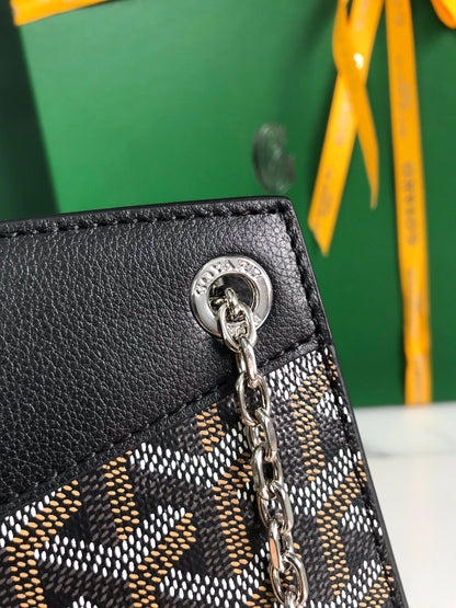 GOYARD ROUETTE STRUCTURÉ MINI BAG 21 IN BLACK GOYARDINE CANVAS AND CALFSKIN