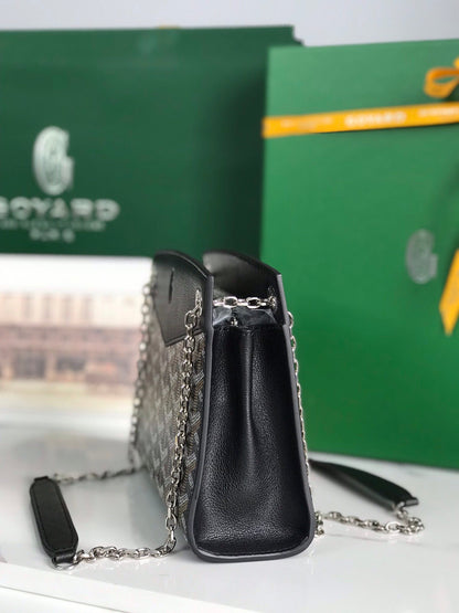 GOYARD ROUETTE STRUCTURÉ MINI BAG 21 IN BLACK GOYARDINE CANVAS AND CALFSKIN