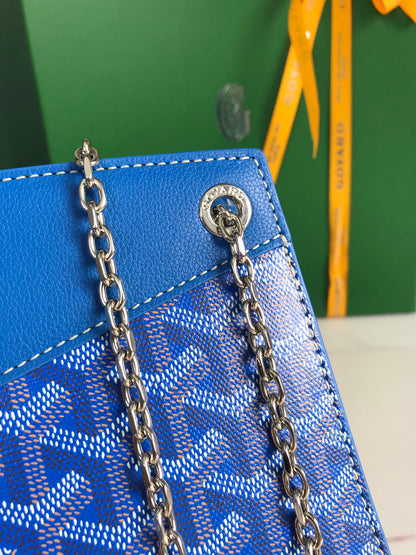 GOYARD ROUETTE STRUCTURÉ MINI BAG 21 IN SAPPHIRE BLUE GOYARDINE CANVAS AND CALFSKIN
