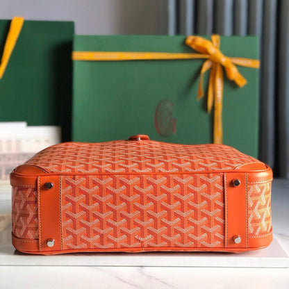 GOYARD SAINT JEANNE BAG 35 IN RED ORANGE GOYARDINE CANVAS AND CALFSKIN