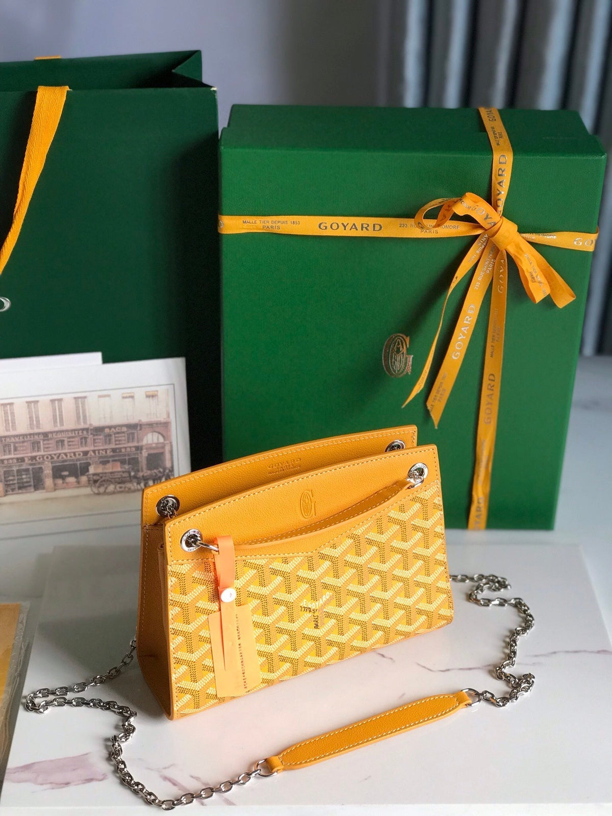 GOYARD ROUETTE STRUCTURÉ MINI BAG 21 IN YELLOW GOYARDINE CANVAS AND CALFSKIN