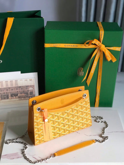 GOYARD ROUETTE STRUCTURÉ MINI BAG 21 IN YELLOW GOYARDINE CANVAS AND CALFSKIN