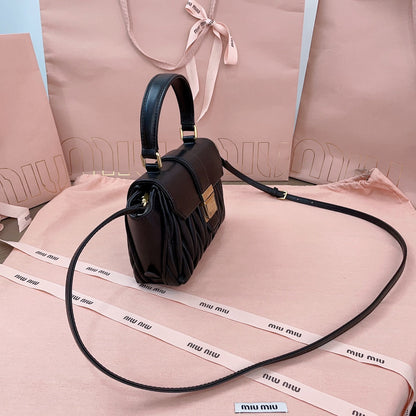 MIU MIU MATELASSÉ BAG 17 IN BLACK LAMBSKIN GOLD HARDWARE
