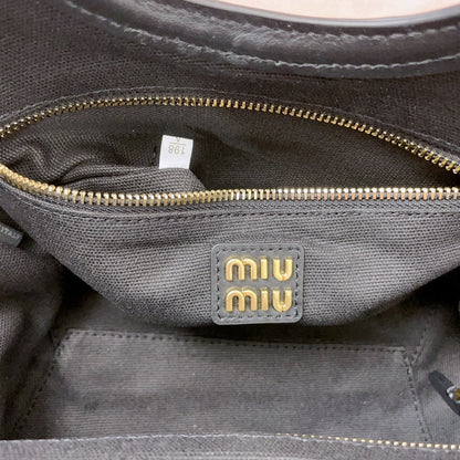 MIU MIU IVY HANDBAG 22 IN BLACK CANVAS