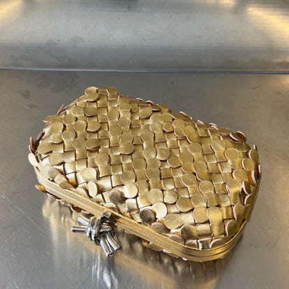 BOTTEGA VENETA SILVER KNOT 19 IN GOLDEN LAMBSKIN